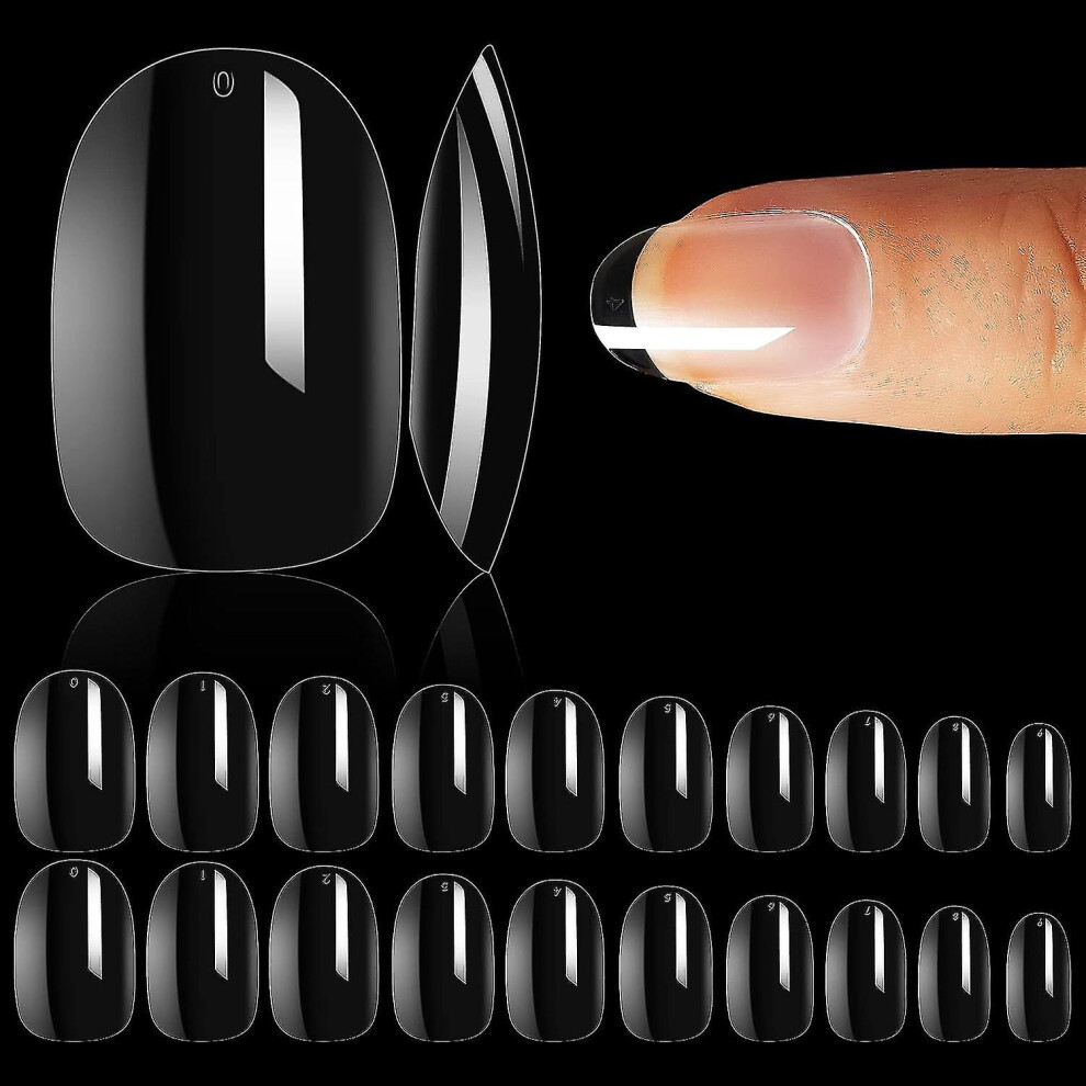 500pcs Short Oval Nails Tip, Press On Nails, Full Cover Natural False Nails, Fake Nails,10 Sizes For Nail Salons