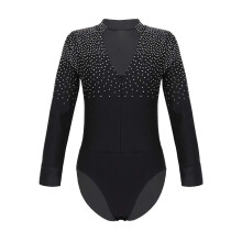 (8, Black) Latin Dance Bodysuit For Kids Boys Long Sleeve V Neck Ballet Gymnastics Leotard Teen Boy's Skating Jumpsuit Bodysuits Dancewear