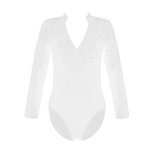(8, White) Latin Dance Bodysuit For Kids Boys Long Sleeve V Neck Ballet Gymnastics Leotard Teen Boy's Skating Jumpsuit Bodysuits Dancewear