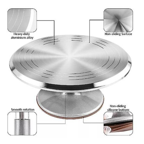 6-piece Cake Decorating Table Aluminum Alloy Turntable With Base Rotating Baking Operating Table 2