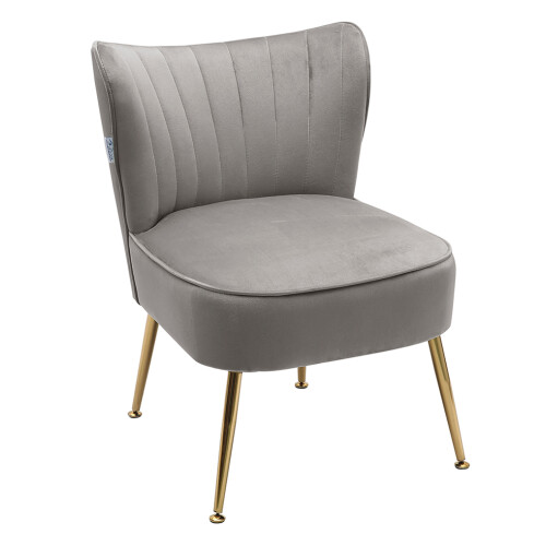 Living And Home Modern Armless Wingback Accent Chair with Gold Legs 2