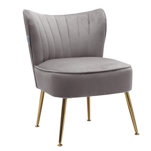 Living And Home Modern Armless Wingback Accent Chair with Gold Legs