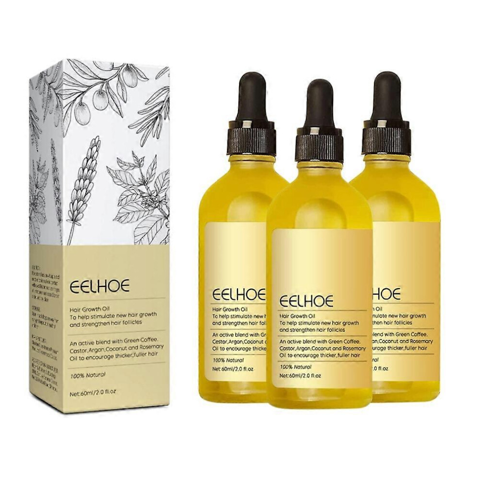(3pcs) Natural Hair Growth Oil, Veganic Natural Hair Growth Oil 60ml