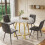 Dining Table Set with 4 Chairs, White MDF Table Top, Dark Grey Chairs 1