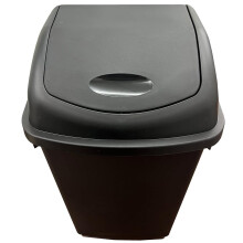 1 x Black 50L Home Kitchen Office Plastic Waste Bin With Swing Lid