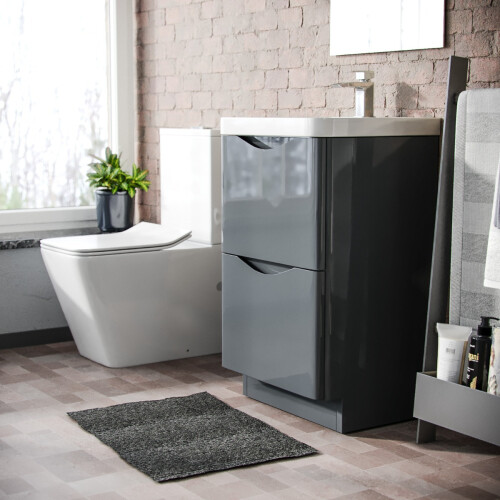 NES Home Merton 500mm Floorstanding Basin Vanity Unit Grey Material MDF 2