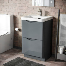 Merton 500mm Floorstanding Basin Vanity Unit Grey Material MDF
