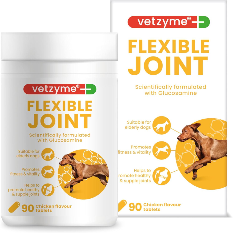 (90 Tablets) Vetzyme Flexible Joint Supplements for Dogs