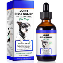 (2 fl oz) Joint & Hip Supplement with Glucosamine for Dogs, Joint Aid Liquid Drops with Chondroitin and Turmeric Oil Supports Dog Joint Pain Relief