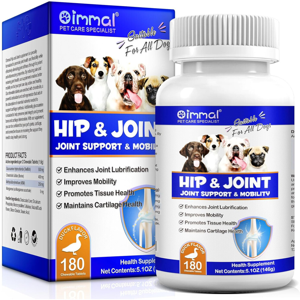 (5.1 OZ) Joint & Hip Supplement with Glucosamine for Dogs, Joint Aid Liquid Drops with Chondroitin and Turmeric Oil Supports Dog Joint Pain Relief