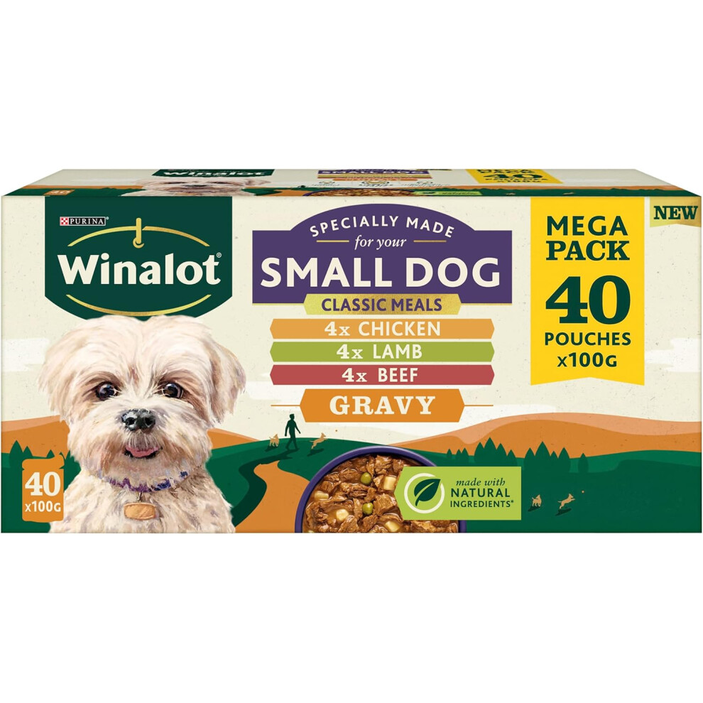Purina Winalot Meaty Chunks Small Dog Mixed In Gravy Wet Dog Food 40X100g