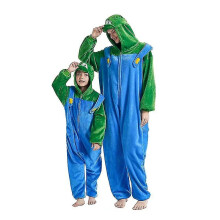 (kids 110) Luigi Mario Flannel Pajamas Cosplay Halloween Christmas Gift