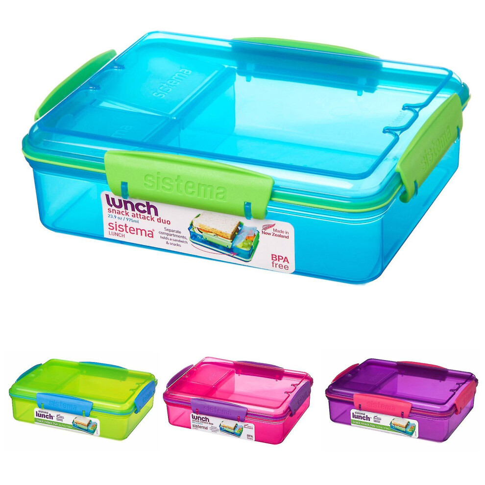 Green (Green) Multi Compartment Snack Attack Duo School Lunch Box Container 975Ml