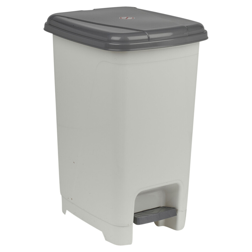 (White) 15L Slim Plastic Pedal Bin Waste Refuse Rubbish Recycling Can Kitchen Bathroom