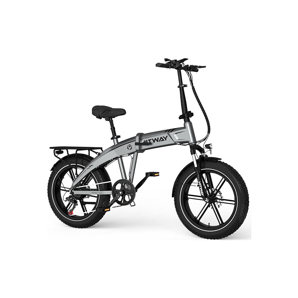 (Silver) Hitway BK36 20" Tire Folding Electric Bike 500W 48V 10.4Ah E-Bike