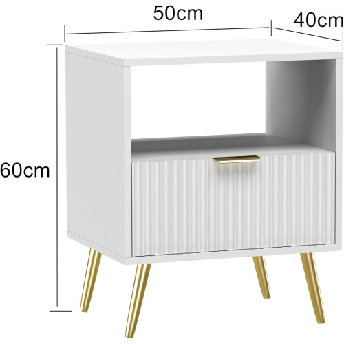 Living Room End Table Sofa Side Table Bedside Table Nightstand White With Golden Legs 1