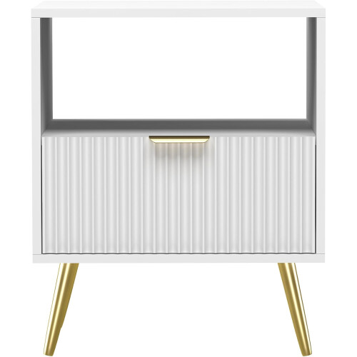 Living Room End Table Sofa Side Table Bedside Table Nightstand White With Golden Legs 2