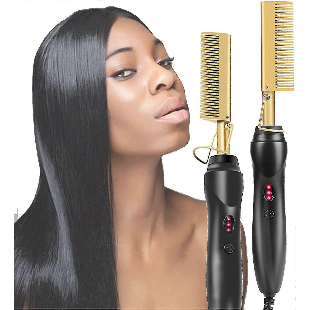 Hot Comb Straighteners, Electric Hair Straightener for Thick Afro Hair, Wig, Beard, Hot Anti-scald Portable Curling1pc