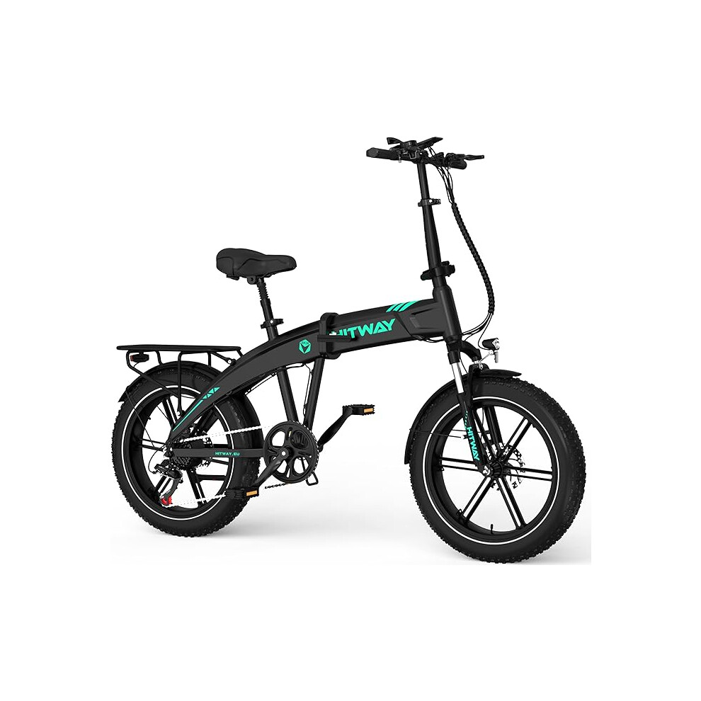 (Black) HITWAY BK36 20 * 4.0 Electric Bike, 48V 10.4Ah Battery Up To 50-100KM, 500w Motor Fat Tire E Bike