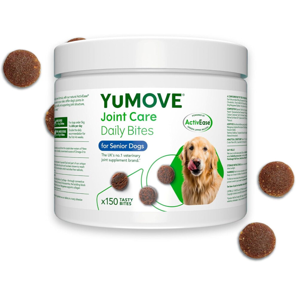 (YuMOVE Daily Bites For Senior Dogs | High Strength Hip And Joint Supplement Designed For Older, Stiff Dogs, With Glucosa) YuMOVE Daily Bites For Seni