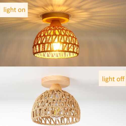 20CM Retro Ceiling Lamp Light Hemp Rope Braided Ceiling Light Modern Indoor Ceiling Light 2