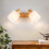 Modern Ceiling Lamp 2 Adjustable Spotlights, Wooden Ceiling Light Retro Ceiling Lamp Indoor Wall Light 5
