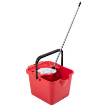 2 x Red 12L Mop & Bucket Set For Cleaning Hard Floors
