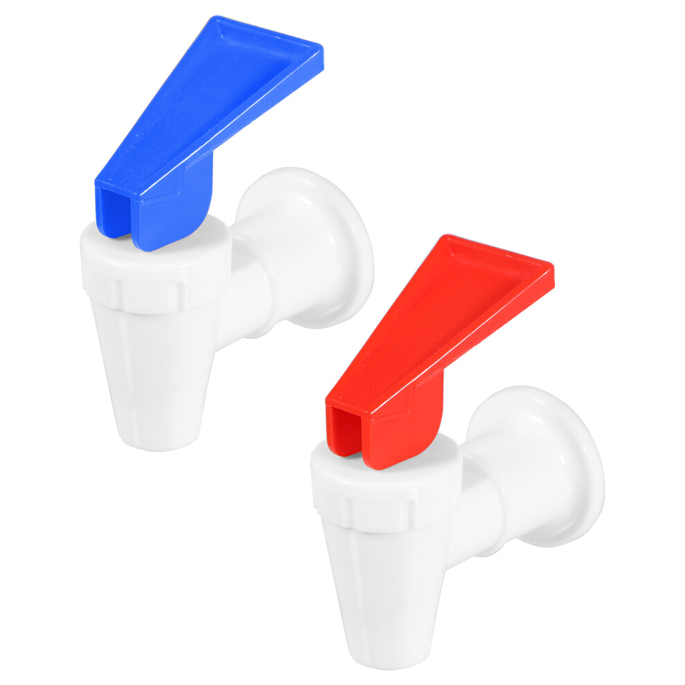 Spares2go Universal Water Dispenser Tap Spigot Cooler Bottle Lever Faucet Spout Kit (Blue + Red, 15Mm Internal Thread)