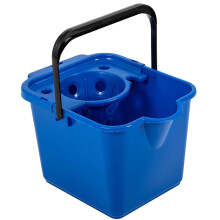 1 x Blue 12L Plastic Mop Bucket With Wringer Lip For Easy Pouring