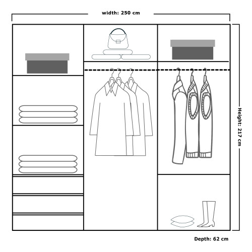 MN Furniture Black 250cm 3 Door Full Mirrored Sliding Wardrobes 2