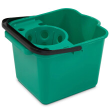 2 x Green 12L Plastic Mop Bucket With Wringer Lip For Easy Pouring