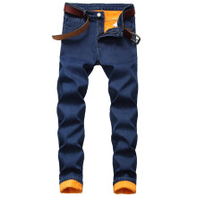 (Deep Blue, 36) Men's Fleece Lined Jeans Denim Trousers Winter Warm Thick Pants with Pockets
