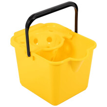 1 x Yellow 12L Plastic Mop Bucket With Wringer Lip For Easy Pouring