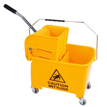 1 x Yellow 20L Strong Kentucky Mop Dual-Bucket & Wringer System