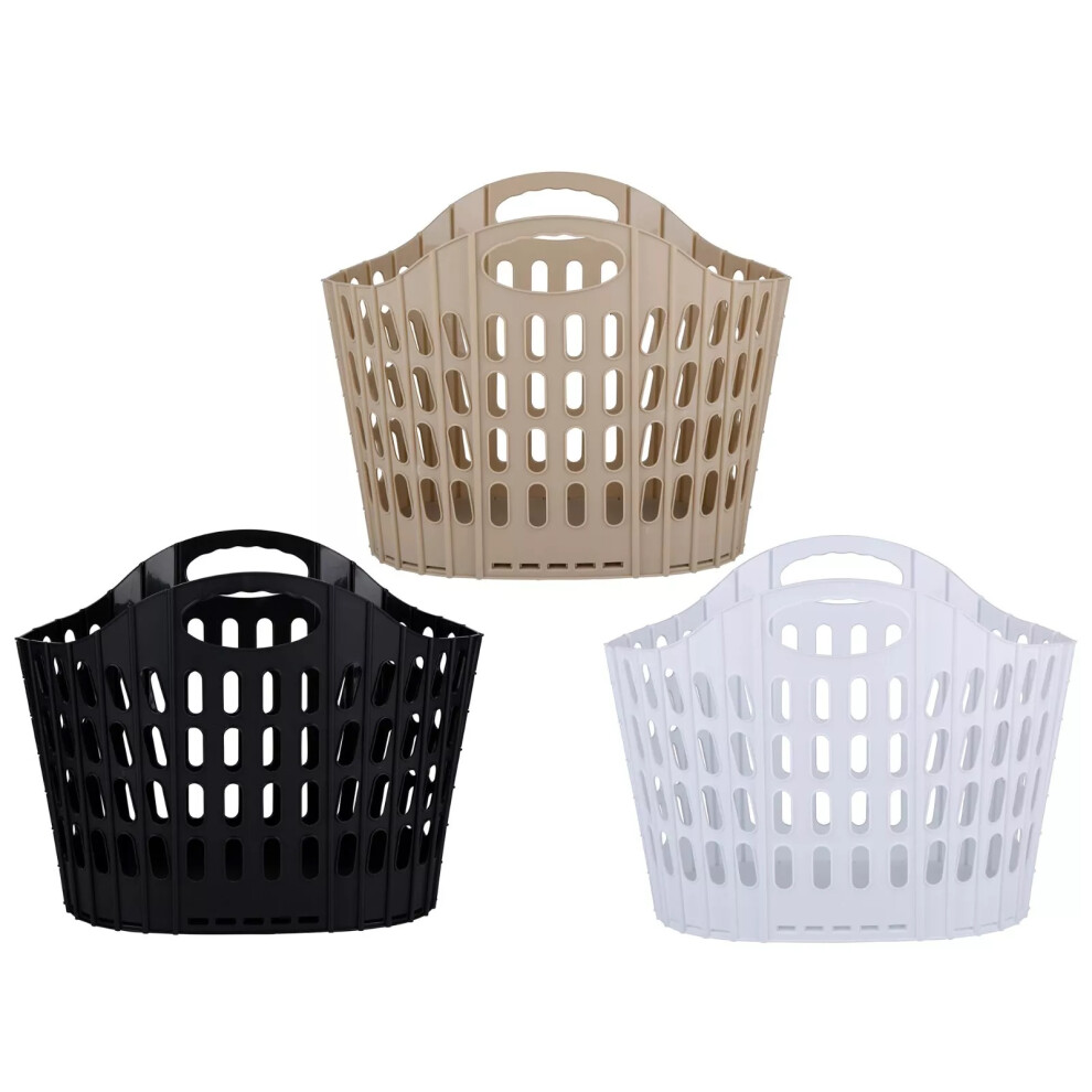 Folding Laundry Basket Plastic Space Saving Clothes Washing Hamper 25L