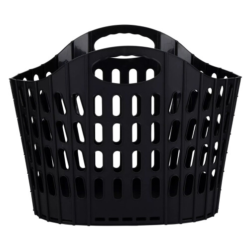 Alpina (Black) Folding Laundry Basket Plastic Space Saving Clothes Washing Hamper 25L
