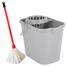 1 x Strip Floor Mop Super Absorbent With Flock Head, Handle & Bucket