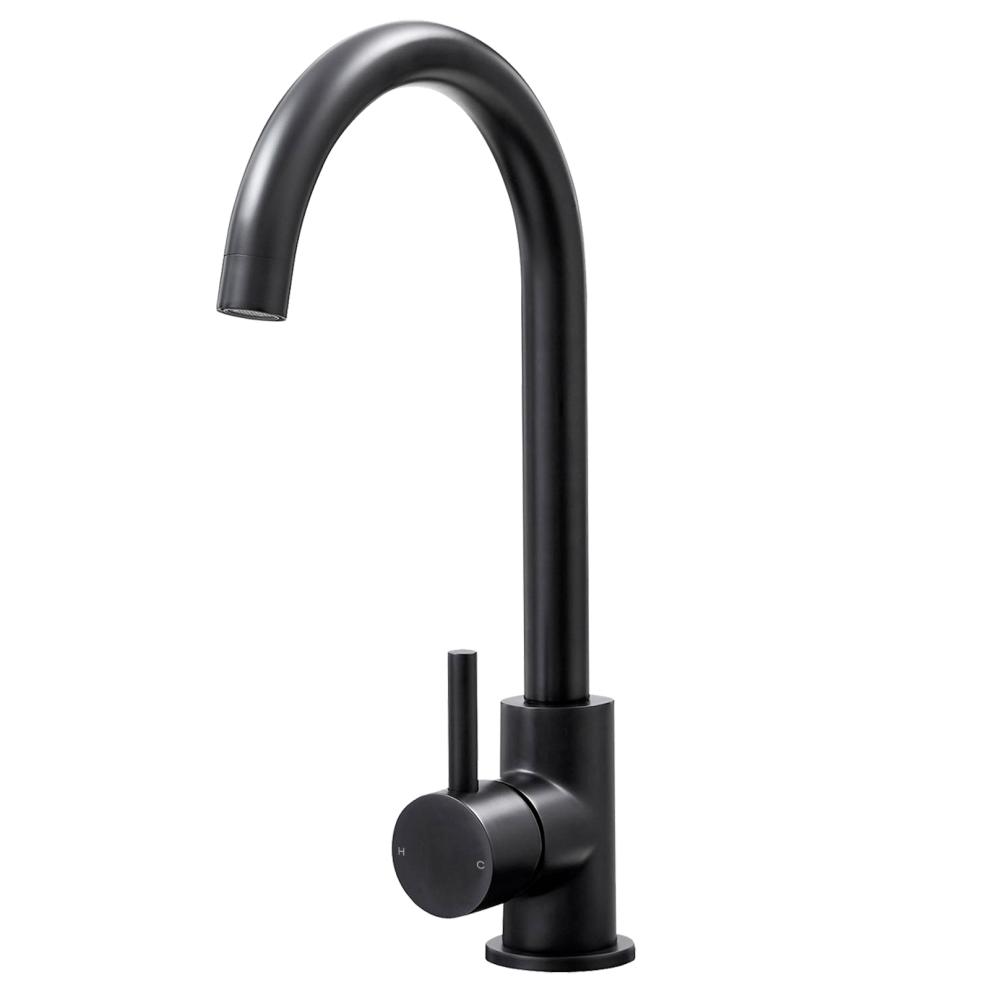 SIA KT6BL Black Swan Neck Single Lever Contemporary Monobloc Kitchen Mixer Tap