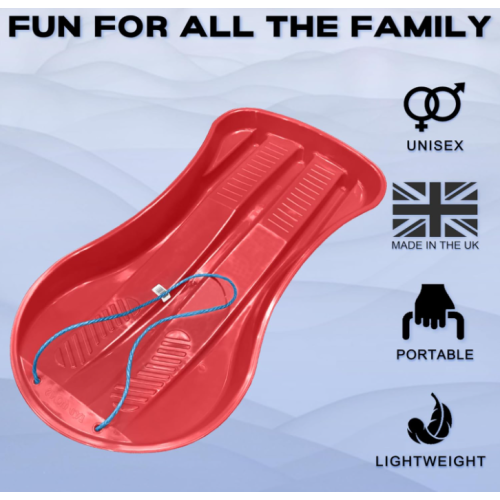 Snow Sledge- Toboggan Sled With Rope- Red 1