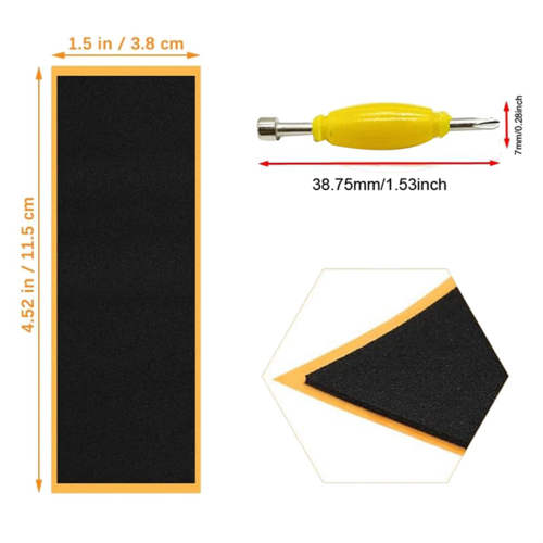 12 Pack Fingerboard Grip Tape Sticky Foam Sticker + Screwdriver Tool 2