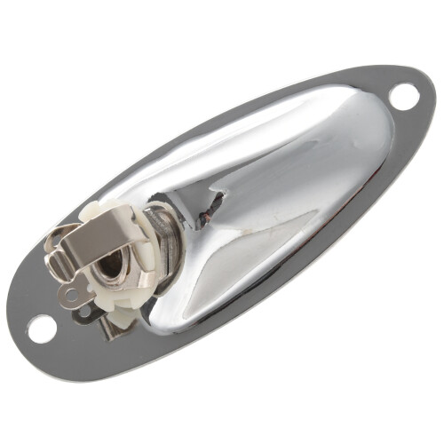 1pcs Boat Guitar Jack 1/4 Inch Jack Plate Socket 6.35mm Chrome Silver 2