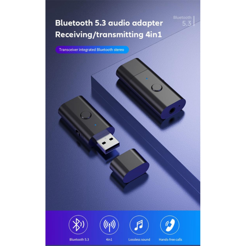 Bluetooth 5.3 Transmitter Receiver, 3.5mm Aux Wireless USB Adapter 2
