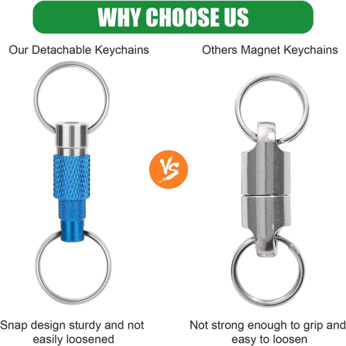3pcs Quick Release Detachable Keychain, Double Rings Pull Keychain 1