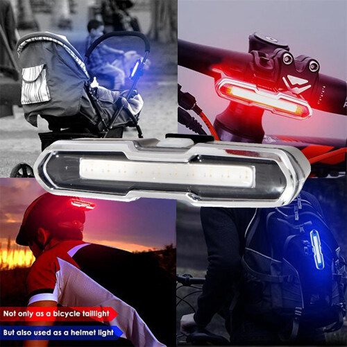 USB LED Bicycle Rear Light 5 Light Mode Headlights with Red + Blue 1