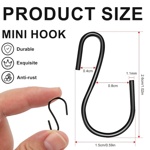120Pcs 1-Inch Mini S-Shaped Hook, S-Shaped Hook, for Crafts(Black) 1