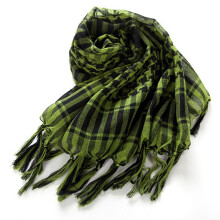 Unisex Scarf Polyester Lightweight Plaid Tassel , Green