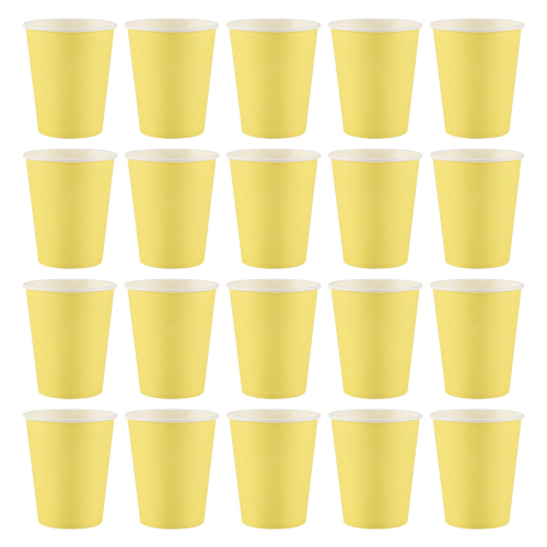 20x Paper Cups Solid Colours Birthday Tableware Catering yellow