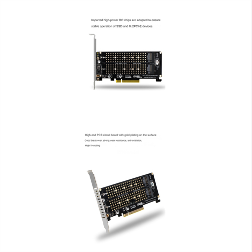 PCI-E X8 Double Disk RAID Card NVME M.2 M KEY SSD Expansion Adapter