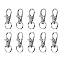 Lot de 10 mousquetons pivotants en métal pour porte-clés, sacs, bricolage, argent