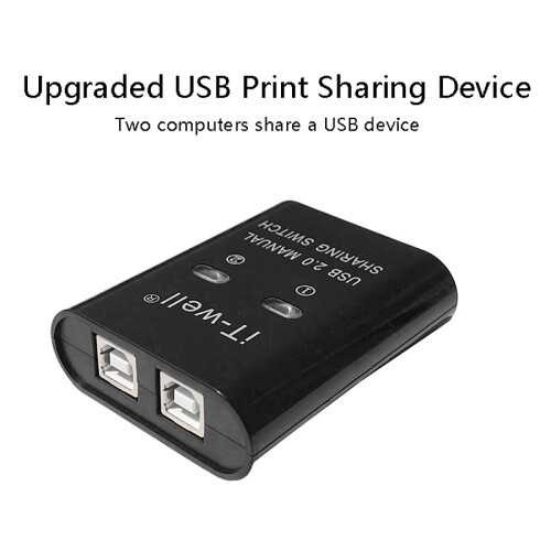 Εκτυπωτής USB 2 σε 1, χειροκίνητος μετατροπέας KVM 2 θυρών, μαύρος 1